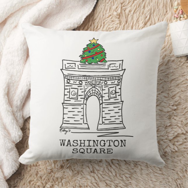 Washington Square Arch Tree NYC Christmas Holiday Cushion (Blanket)