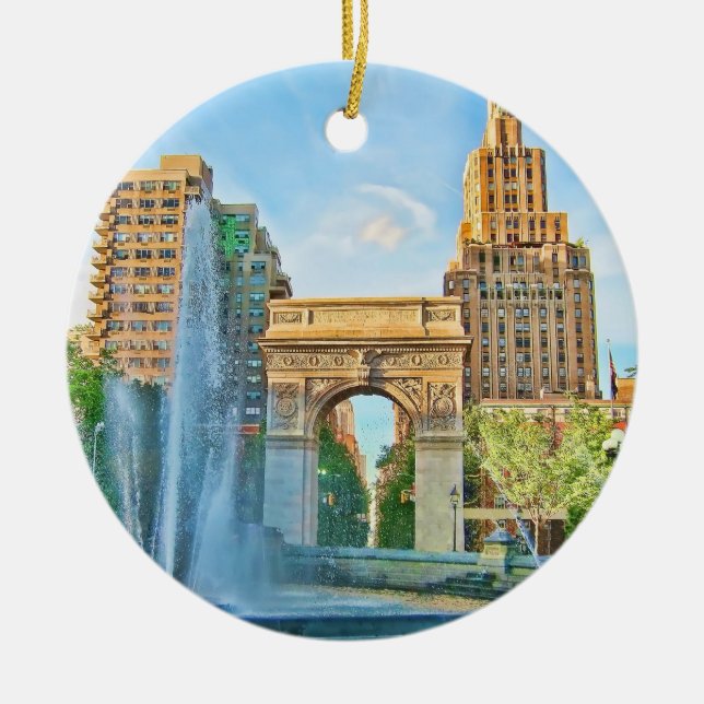 Washington Square Park, NYC Ceramic Tree Decoration (Front)