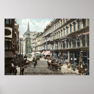 Washington St Boston 1905 Vintage Poster