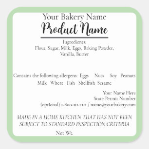 Washington St. Cottage Food Business Baking Label