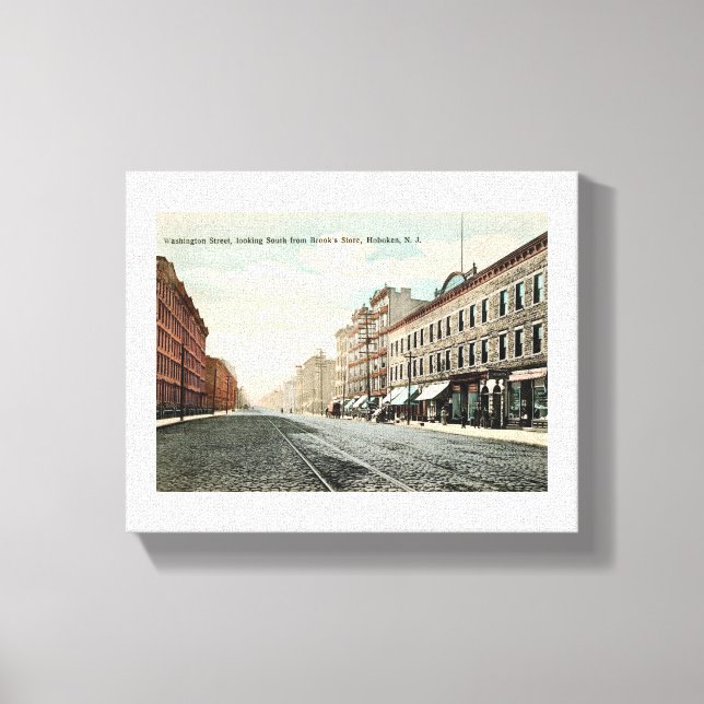 Washington St., Hoboken, New Jersey Vintage Canvas Print (Front)