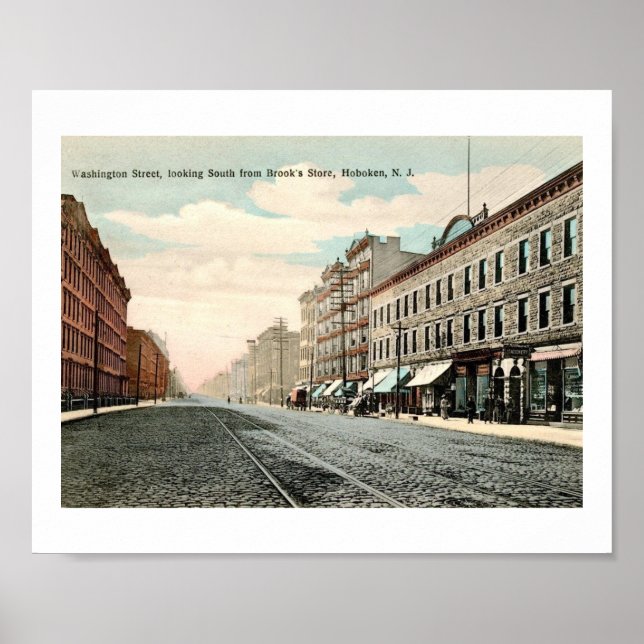 Washington St., Hoboken, New Jersey Vintage Poster (Front)