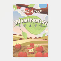 Washington State Apple tree Travel Poster Cartoon.