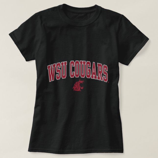 Washington State Cougars Arch Over Black Officiall T-Shirt (Design Front)