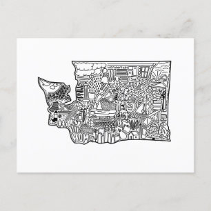 Washington State Doodle Postcard