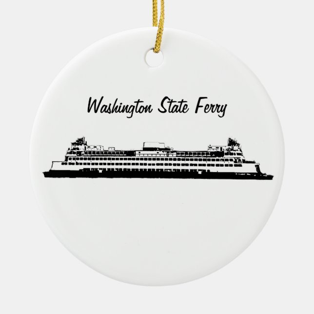Washington State Ferry Ceramic Tree Decoration (Front)