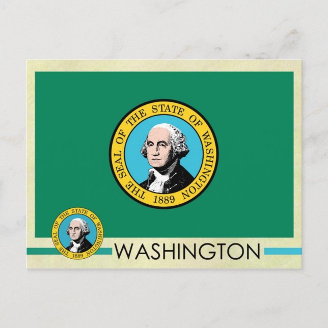 Washington State Flag and Seal Postcard (Front)