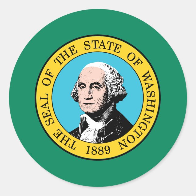 Washington State Flag Classic Round Sticker (Front)