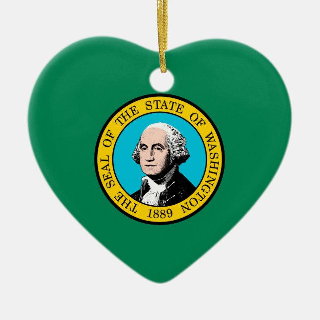Washington State Flag Design Ceramic Tree Decoration (Front)