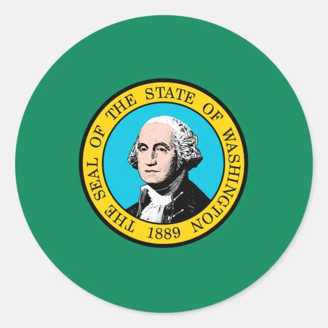 Washington State Flag Design Classic Round Sticker (Front)