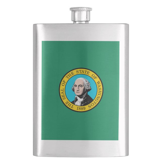 Washington State Flag Design Hip Flask (Front)