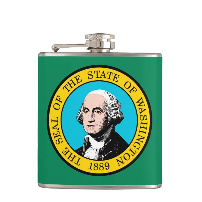 Washington State Flag Design Hip Flask (Front)