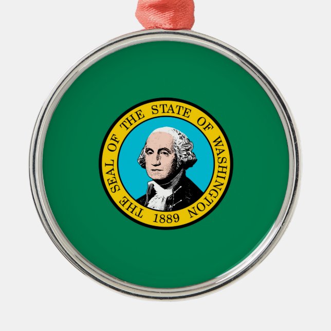 Washington State Flag Design Metal Tree Decoration (Front)
