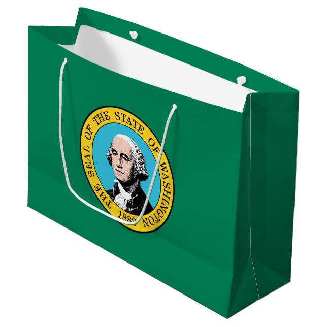 Washington State Flag Large Gift Bag (Front Angled)