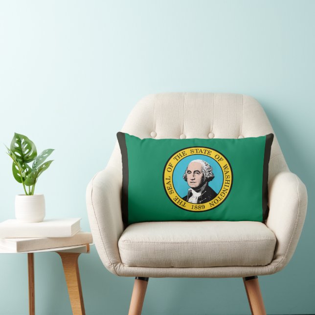 Washington State Flag Print Patriotic Lumbar Cushion (Chair)