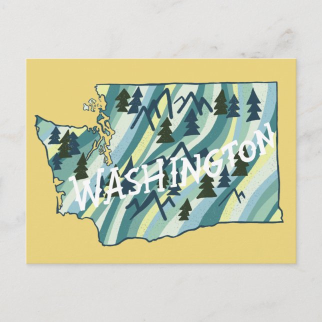 Washington State Illustrated Map Postcard (Front)