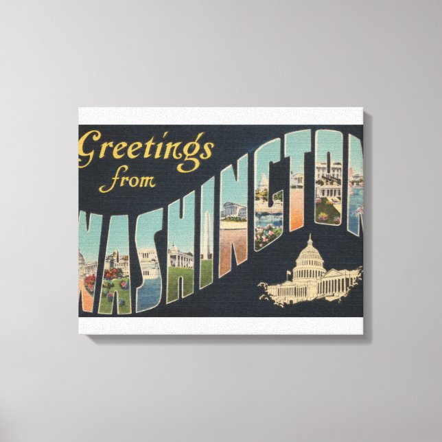 Washington (State) - Large Letter Scenes 3 Canvas Print (Front)