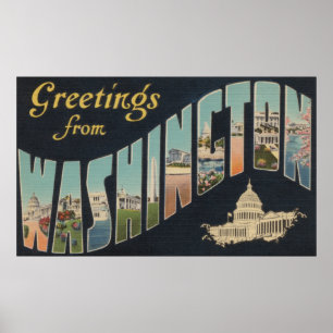 Washington (State) - Large Letter Scenes 3 Poster