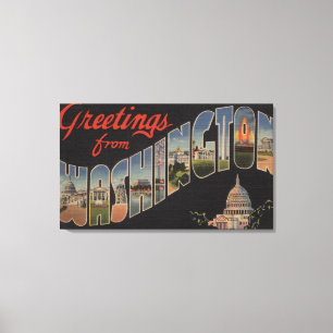 Washington (State) - Large Letter Scenes Canvas Print