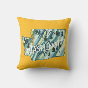 Washington State Map Illustration Cushion
