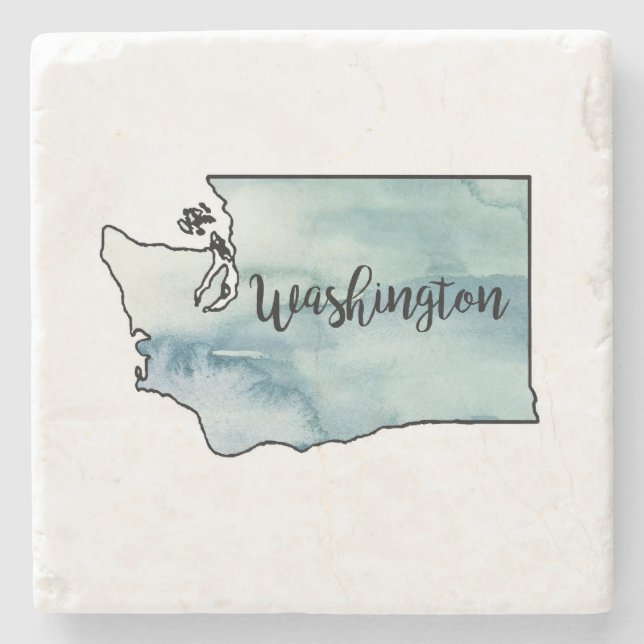 Washington State Map Marble Stone Coaster (Front)