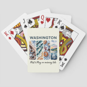 Washington State – Misty & Mug on a Morning Tide Playing Cards