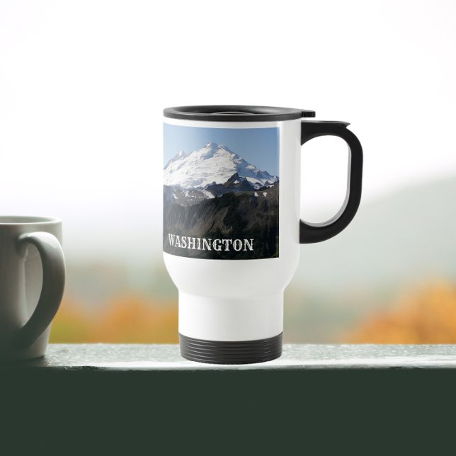 Washington State Mount Baker Photo Travel Mug (In Situ)
