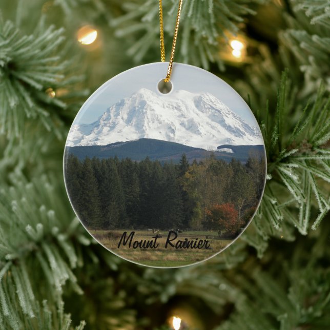 Washington State Mount Rainier Landscape Ceramic Tree Decoration (Tree)
