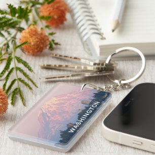 Washington State Mount Rainier Photo Key Ring