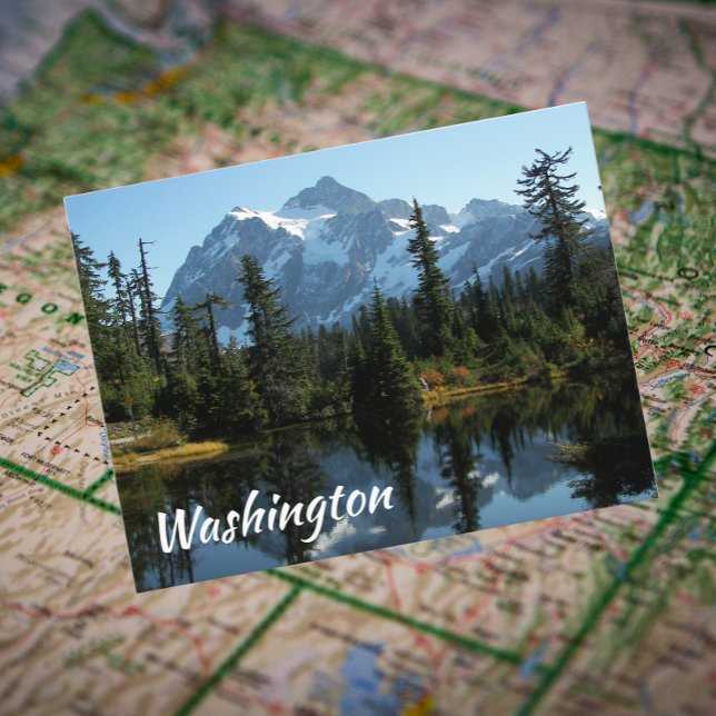  Washington State Mount Shuksan Travel Postcard (In Situ Map)