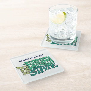 Washington State Nickname Word Art Glass Coaster
