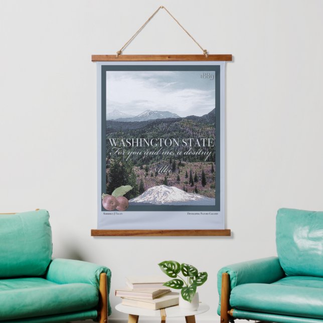 Washington State Poster Art Hanging Tapestry (Living Room)