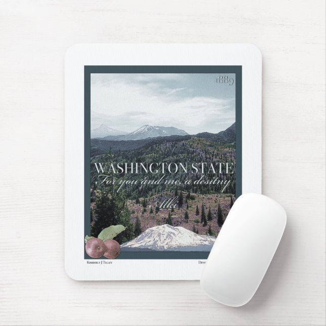 Washington State Poster Art Mouse Pad (With Mouse)