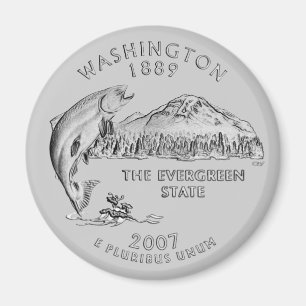 Washington State Quarter with Your Colour Magnet