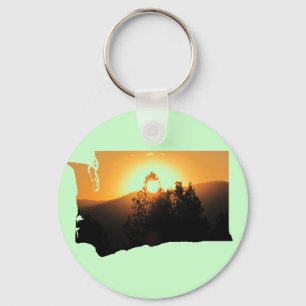 Washington State Sunset Silhouette Key Ring
