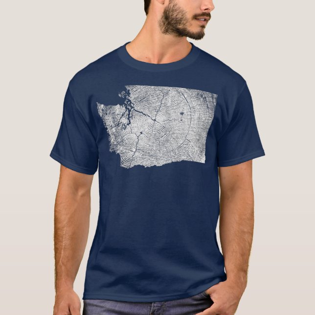 Washington State Tree Growth Rings Map T-Shirt (Front)