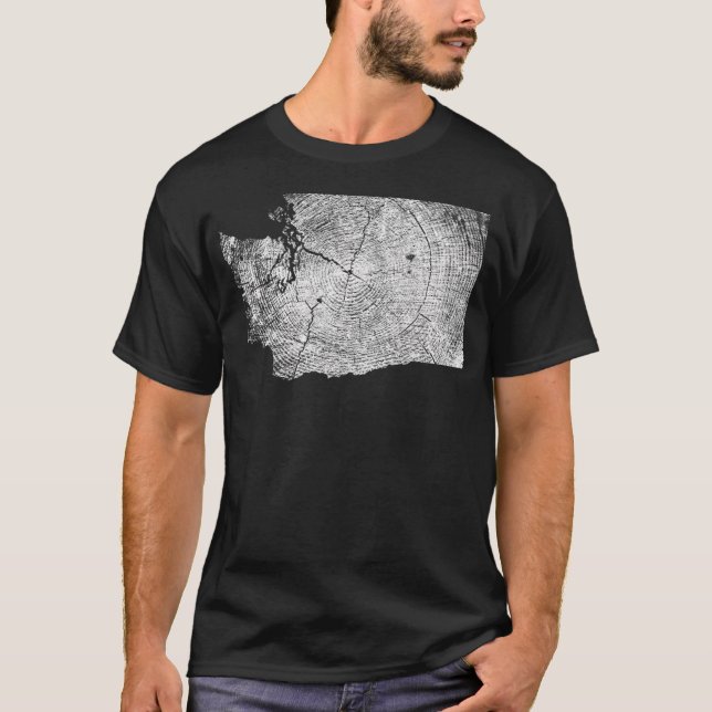 Washington State Tree Rings Map T-Shirt (Front)
