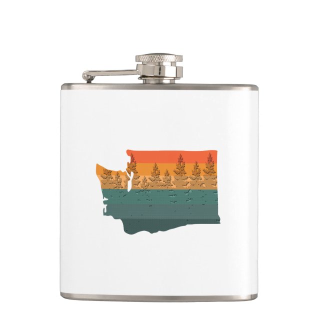 Washington State Tree Silhouette Hip Flask (Front)