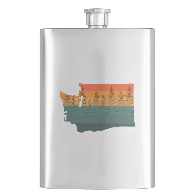 Washington State Tree Silhouette Hip Flask (Front)