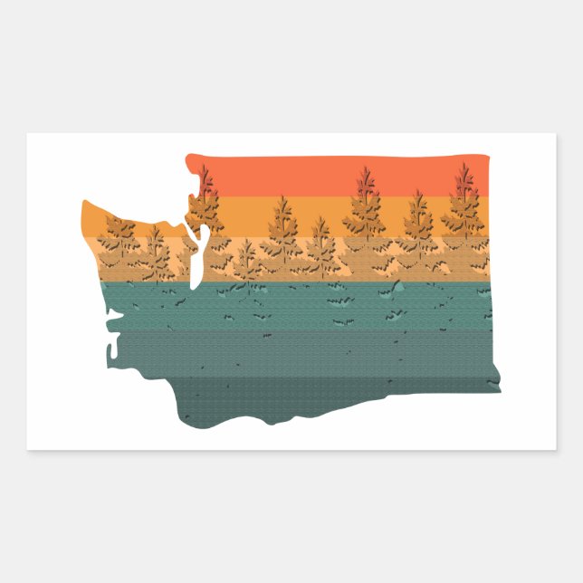 Washington State Tree Silhouette Rectangular Sticker (Front)