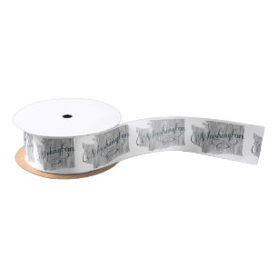 Washington State Typography Satin Ribbon