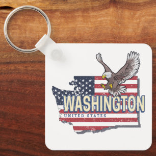 Washington State United States Map USA Souvenir Key Ring