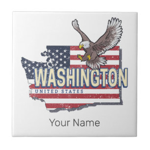 Washington State United States Map USA Souvenir Tile
