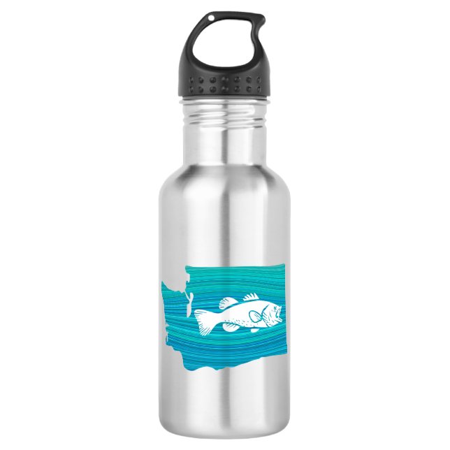 Washington State Wave Fishing 532 Ml Water Bottle (Front)