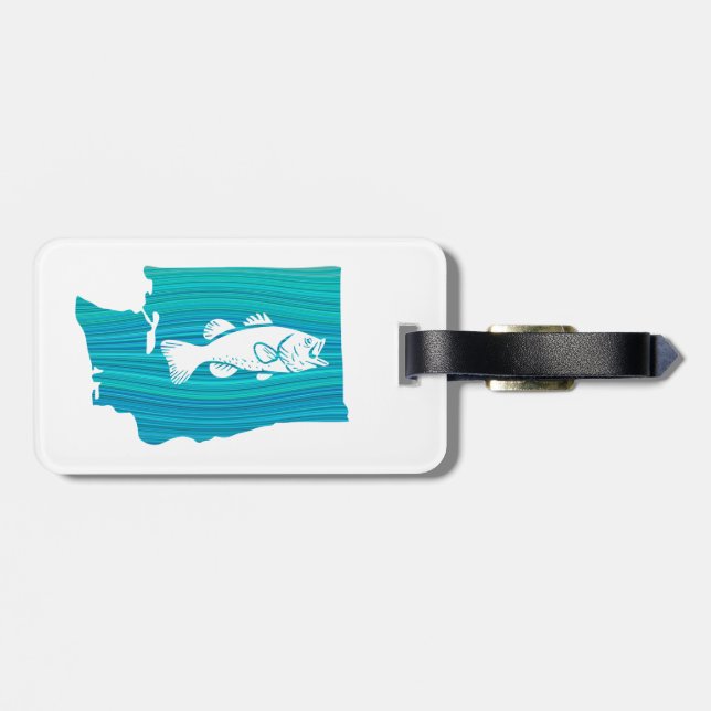 Washington State Wave Fishing Luggage Tag (Back Horizontal)
