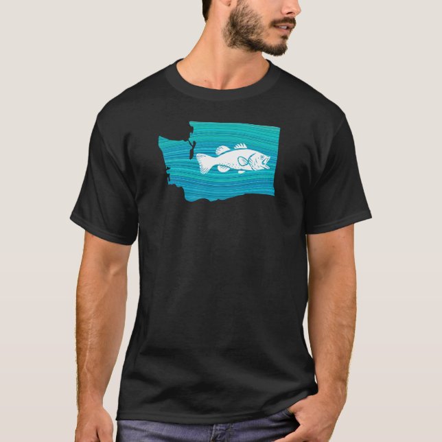 Washington State Wave Fishing T-Shirt (Front)