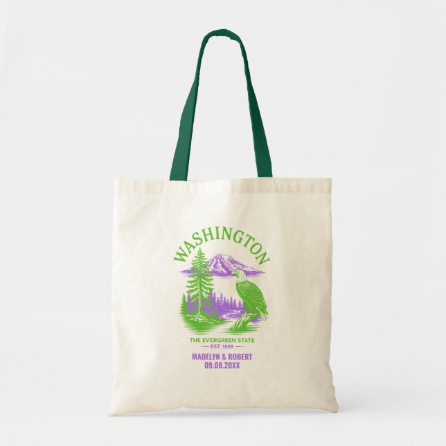 Washington State Wedding Welcome Bag, State Love Tote Bag (Front)