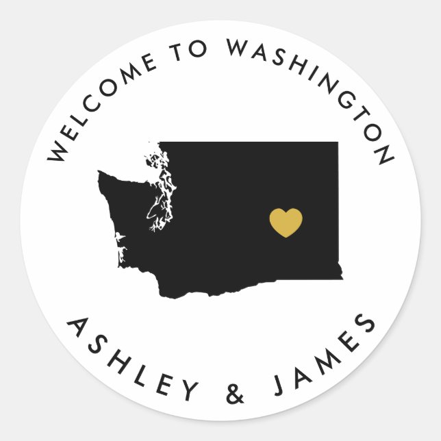 Washington State Wedding Welcome Sticker Tag, (Front)