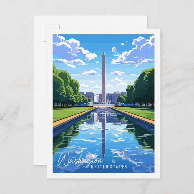 Washington USA vintage travel illustration Postcard (Front/Back)