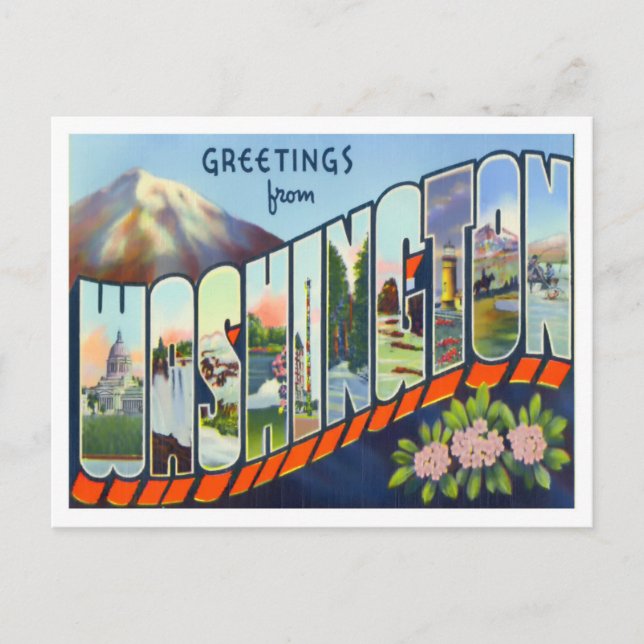 Washington Vintage Big Letters Postcard (Front)